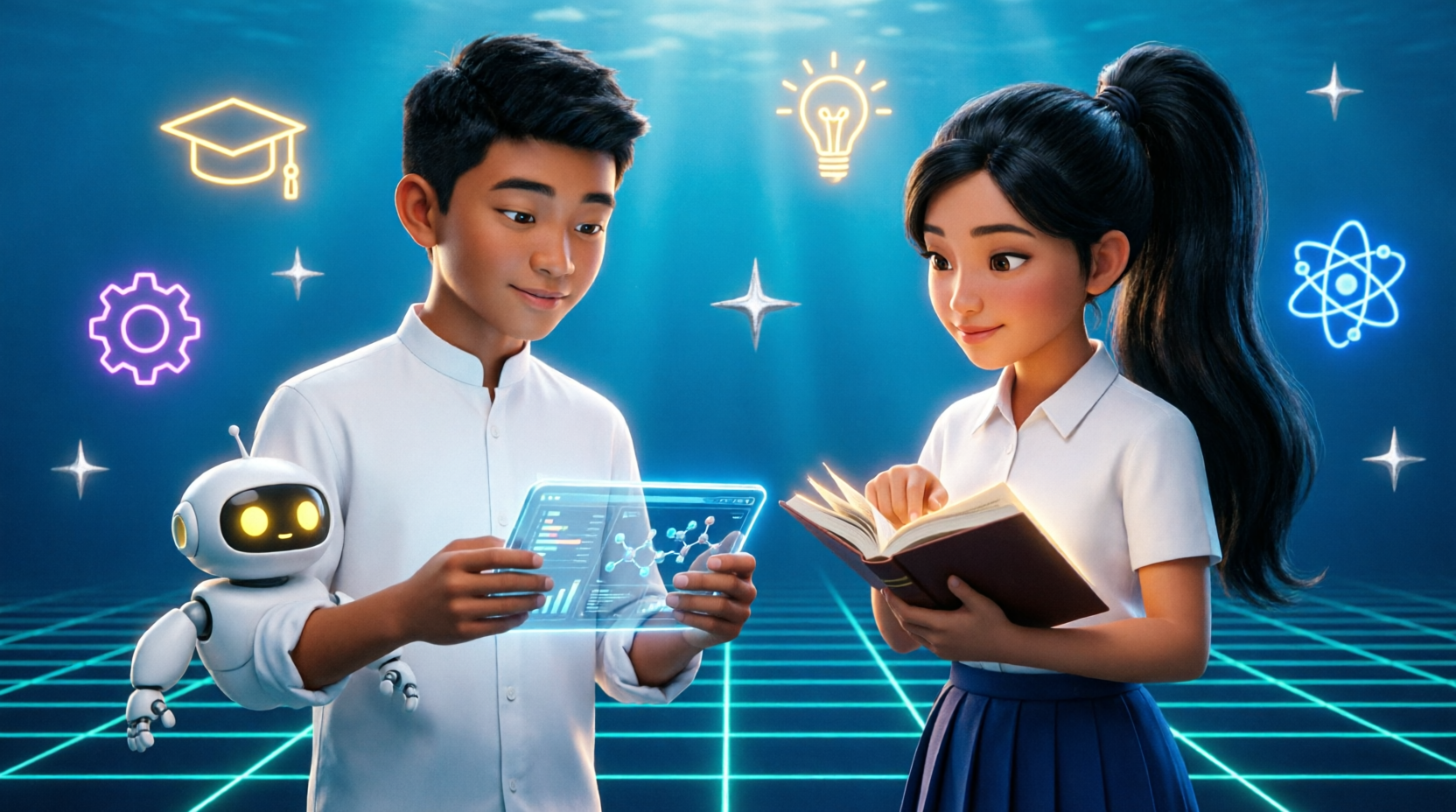 Siswa SMP Harapan Bangsa belajar dengan teknologi